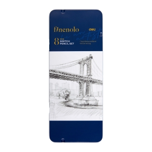 Набор чернографитных карандашей Finenolo Sketch 8 штук (8B-2H) в металлическом пенале