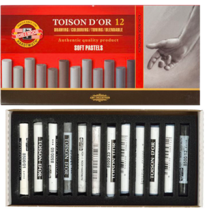 Пастель художественная Koh-I-Noor "Toison D'or Soft 8592 Grey line", 12цв., картон. упак.