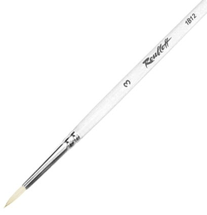 Кисть Roubloff синтетика  №3 круглая белая для акрила, гуаши, масла с длинной ручкой купить в художественном магазине ArtCraft.Space с доставкой по всему миру