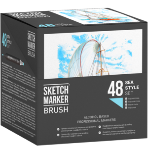 Набор маркеров SKETCHMARKER BRUSH Sea style 48шт морской стиль пластик.бокс, Набор маркеров SKETCHMARKER BRUSH Sea style 48шт морской стиль пластик.бокс,