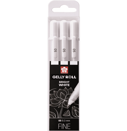 Набор белых гелевых ручек Sakura Gelly Roll 3 штуки с толщиной пера линера 0.3 мм купить в художественном магазине ArtCraft.Space с доставкой по РФ и СНГ