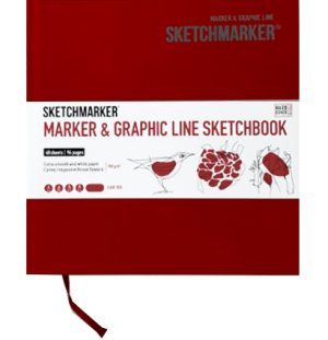 Скетчбук SKETCHMARKER MARKER LINE 160г/м.кв 163х163мм 48л твердая обложка цв.бургундия,