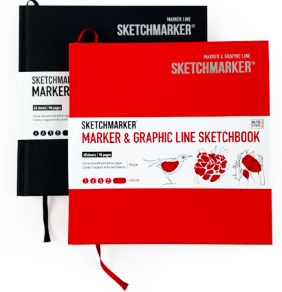 Скетчбук Sketchmarker Marker Line для маркеров бордовый с твёрдой обложкой 16x16 см / 48 листов / 160 гм купить в магазине ArtCraft.Space
