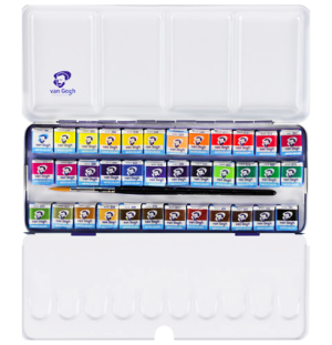 Набор акварельных красок Van Gogh кюветы 36цв метал короб., Набор акварельных красок Van Gogh кюветы 36цв метал короб.,