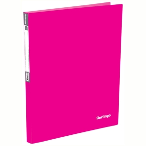 Папка на 4 кольцах Berlingo "Neon", 25мм, 700мкм, неоновая розовая