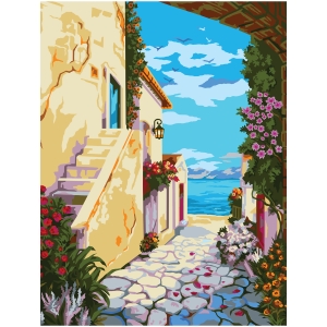Картина по номерам на холсте ТРИ СОВЫ "Улочка к морю", 40*50, с акриловыми красками и кистями Картина по номерам на холсте ТРИ СОВЫ "Улочка к морю", 40*50, с акриловыми красками и кистями