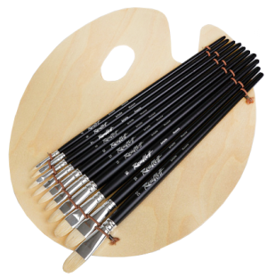 Набор Roubloff Палитра + 10 кистей щетина овальные,