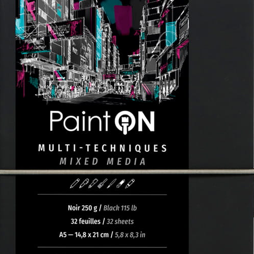 Скетчбук для смешанных техник Paint'On ClaireFontaine черная бумага А5 / 32 листа / 250 гм купить в магазине ArtCraft.Space Скетчбук для смешанных техник Paint'On ClaireFontaine черная бумага А5 / 32 листа / 250 гм купить в магазине ArtCraft.Space