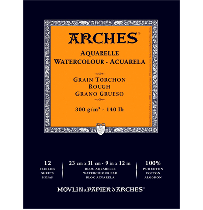 Arches Aquarelle Torchon альбом для акварели из хлопка 21х31см / 12 листов / 300 гм (крупнозернистая) купить в художественном магазине ArtCraft.Space с доставкой по РФ и СНГ