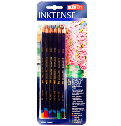 Набор акварельно-чернильных карандашей Derwent Inktense 6 цветов в кейсе купить в фирменном магазине для художников ArtCraft.Space с доставкой по РФ и СНГ