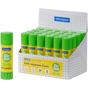 Клей-карандаш OfficeSpace "Elastic", 08г, улучшенный, дисплей, ПВП Клей-карандаш OfficeSpace "Elastic", 08г, улучшенный, дисплей, ПВП
