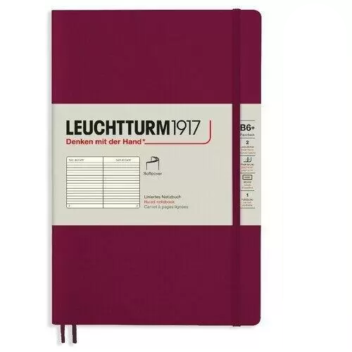 Блокнот Leuchtturm1917 Classic B6+ (12.5x19см.) 80г/м2 - 123 стр. в линейку, мягкая обложка, цвет: Красный Портвейн