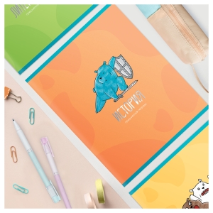 Тетрадь предметная 48л. MESHU "Ученый MISHKA" - История, матовая ламинация, выборочный УФ-лак, тиснение фольгой