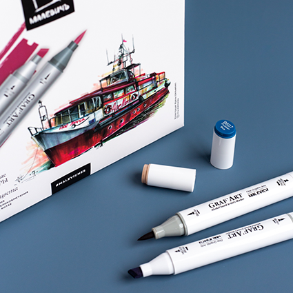 Набор спиртовых маркеров Малевичъ GrafArt Brush, Базовый 24 цвета,