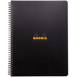 Ежедневник Rhodiactive, 225х297 мм, черный, ПП обложка, клетка, 80л, белый, микроперф., 90г/м2, спир,