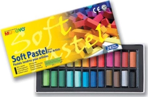 Пастель сухая мягкая квадратная профессиональная 1/2 длины 24 цвета в картонной коробке