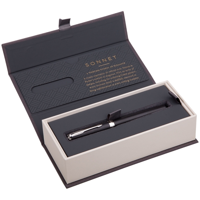 Ручка перьевая Parker "Sonnet Matte Black CT" 0,8мм, подар. уп.