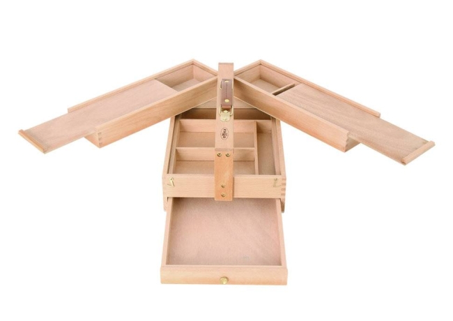 Ящик художника большой с ячейками для кистей и красок Гамма "Студия", 36*23,5*15см, бук