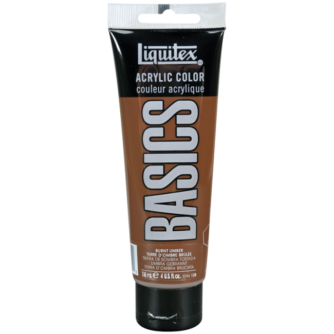 Краска акриловая художественная Liquitex "Basics", 118мл, туба, 128 умбра жженая