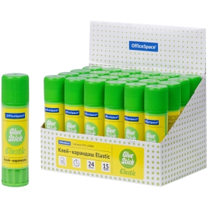 Клей-карандаш OfficeSpace "Elastic", 15г, улучшенный, дисплей, ПВП Клей-карандаш OfficeSpace "Elastic", 15г, улучшенный, дисплей, ПВП