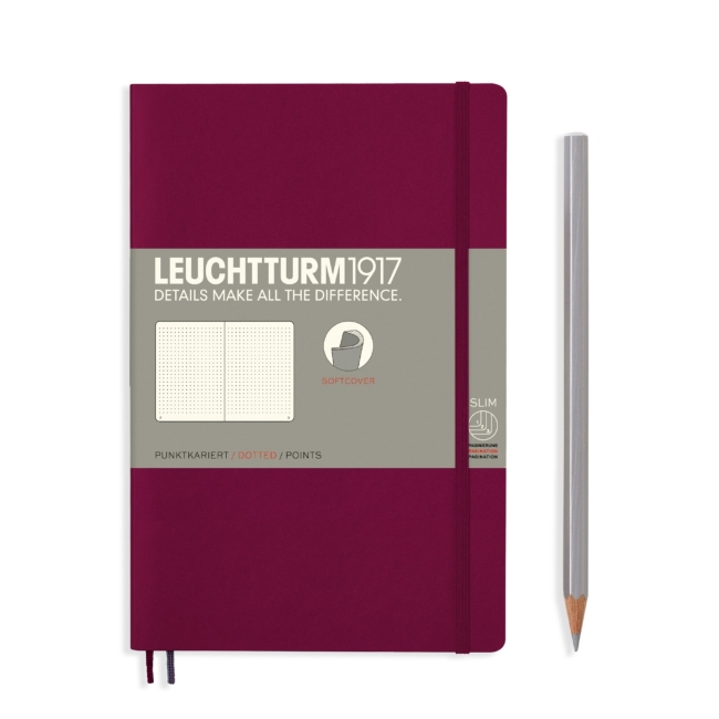Блокнот Leuchtturm1917 Classic B6+ (12.5x19см.) 80г/м2 - 123 стр. в точку, мягкая обложка, цвет: Красный Портвейн