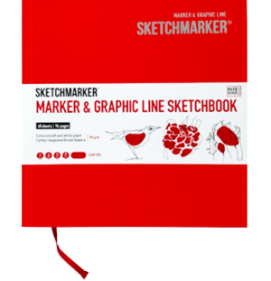 Скетчбук SKETCHMARKER MARKER LINE 160г/м.кв 163х163мм 48л твердая обложка цв.светло-красный,