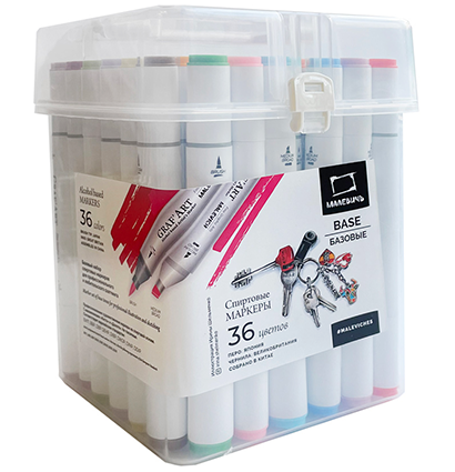 Набор спиртовых маркеров Малевичъ GrafArt Brush, Базовый 36 цветов,