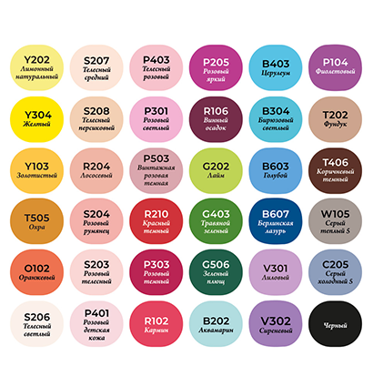 Набор спиртовых маркеров Малевичъ GrafArt Brush, Базовый 36 цветов,