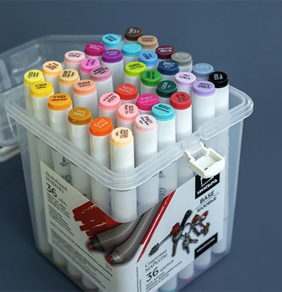 Набор спиртовых маркеров Малевичъ GrafArt Brush, Базовый 36 цветов,