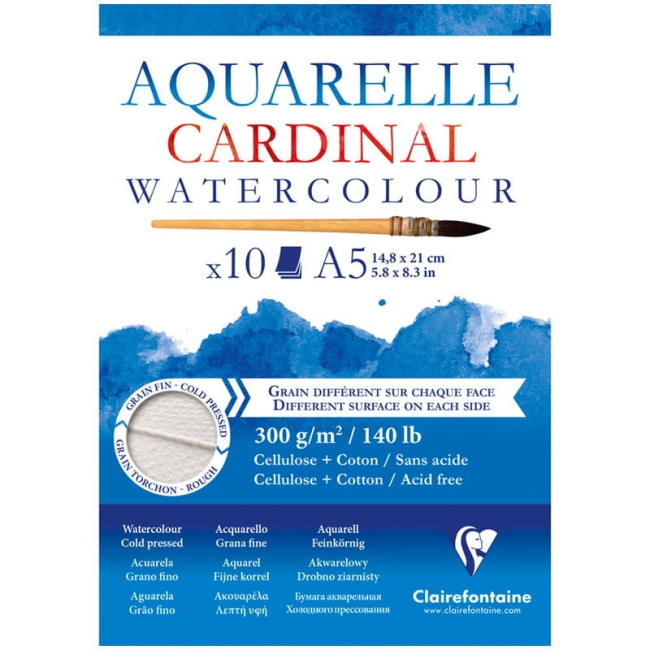 Альбом для акварели Cardinal ClaireFontaine с хлопком А5 / 10 листов / 300 гм  купить в художественном магазине ArtCraft.Space