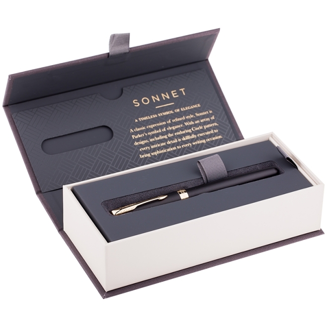 Ручка перьевая Parker "Sonnet Matte Black GT" 0,8мм, подар. уп.