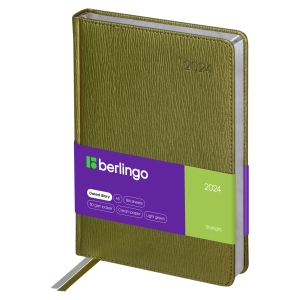 Ежедневник датированный 2024г., А5, 184л., кожзам, Berlingo "Starlight", сер. срез, салатовый
