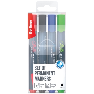 Набор перманентных маркеров Berlingo "MultiLine PE300" 04цв., пулевидный, 3,0мм