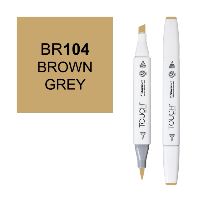Маркер двухсторонний спиртовой  TOUCH TWIN BRUSH BR104 Коричнево-серый