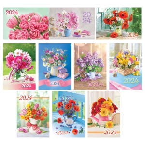 Календарь карманный OfficeSpace "Букеты", блестки, ассорти, 2024г.