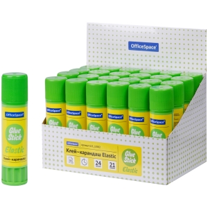 Клей-карандаш OfficeSpace "Elastic", 21г, улучшенный, дисплей, ПВП Клей-карандаш OfficeSpace "Elastic", 21г, улучшенный, дисплей, ПВП