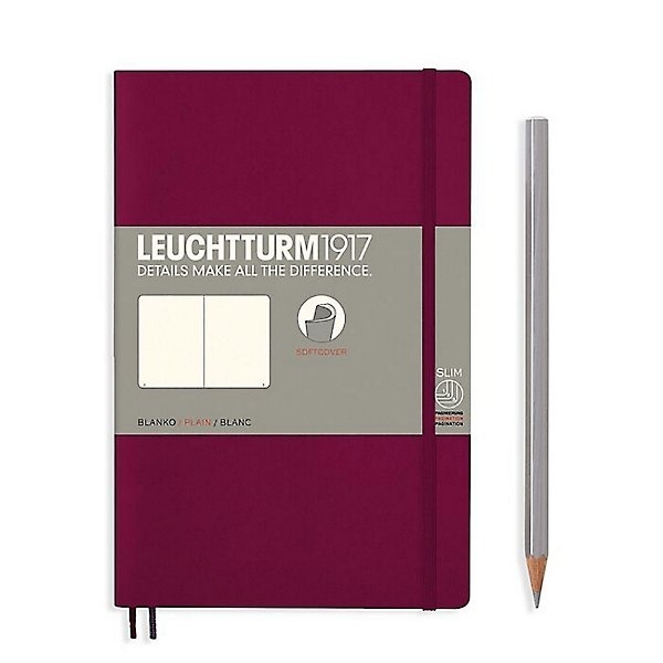 Блокнот Leuchtturm1917 Classic B6+ (12.5x19см.) 80г/м2 - 123 стр. нелинованный, мягкая обложка, цвет: Красный Портвейн