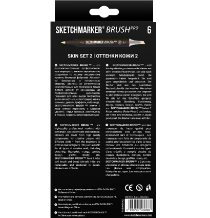 Набор 6 маркеров Sketchmarker Brush Pro "Телесные тона 2" купить в магазине маркеров ArtCraft.Space с доставкой по всему миру