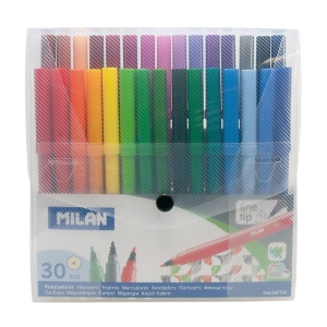 Набор фломастеров MILAN на водной основе конусообразный наконечник 30 цветов пластиковая упаковка с
