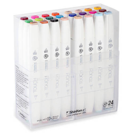 Купить большой набор маркеров для скетчинга Touch Twin Brush 24 штуки палитра базовые цвета в магазине товаров для скетчинга ArtCraft.Space с доставкой по РФ