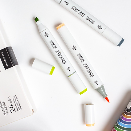 Набор спиртовых маркеров Малевичъ GrafArt Brush, Базовый 60 цветов,