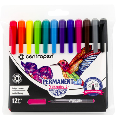 Набор перманентных декоративных маркеров Centropen Permanent 12 цветов  купить в магазине маркеров ArtCraft.Space с доставкой по всему миру