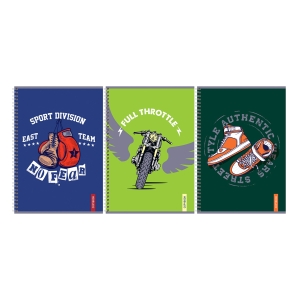 Тетрадь 80л., А4, клетка, на гребне BG "Sport division", выб. лак