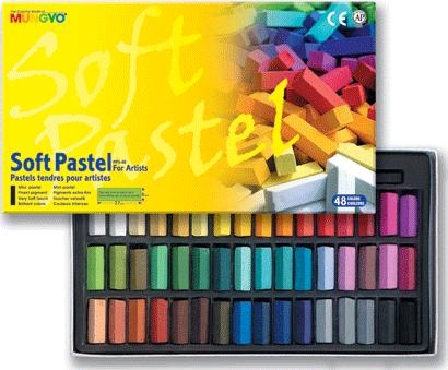 Пастель сухая мягкая квадратная профессиональная 1/2 длины 48 цветов в картонной коробке