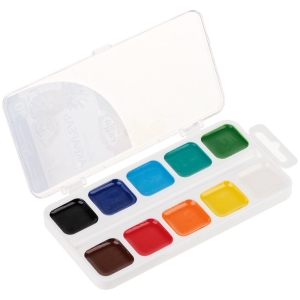 Акварель Гамма "Классическая", медовая, 10 цветов, без кисти, пластик. упак., европодвес