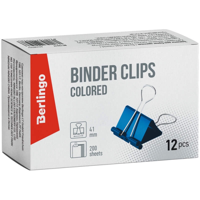 Зажимы для бумаги или скетчбука Berlingo 12 штук размер 41 мм (разноцветные) купить в магазине ArtCraft.Space с доставкой по всему миру