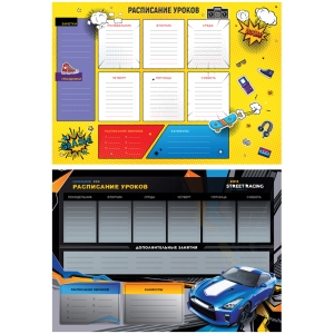 Расписание уроков с расписанием звонков А3 ArtSpace "Пиши-стирай. Cool Boy"