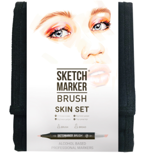 Набор маркеров SKETCHMARKER BRUSH Skin Set 12шт оттенки кожи + сумка органайзер, Набор маркеров SKETCHMARKER BRUSH Skin Set 12шт оттенки кожи + сумка органайзер,