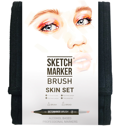 Набор маркеров Sketchmarker Brush / Скетчмаркер Браш "Skin - Оттенки кожи" 12 цветов в сумке купить в магазине маркеров ArtCraft.Space с доставкой по РФ и СНГ