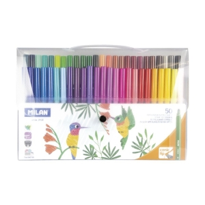 Набор фломастеров 50 цв на водной основе, пластиковый круглый корпус, конусообразный наконечник